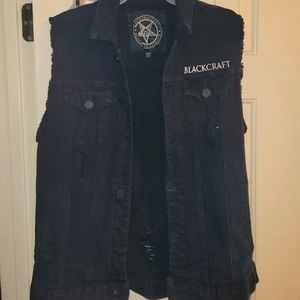 Custom Blackcraft 🔪 Cult Distressed Punk Goth Rocker Vest ☠️